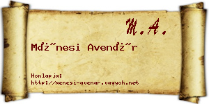 Ménesi Avenár névjegykártya